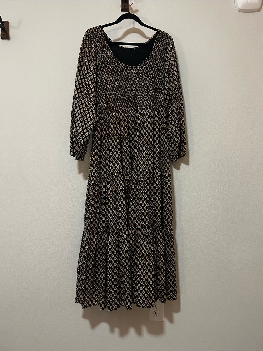 Pink Chicken Black & Cream Printed Maxi Dress